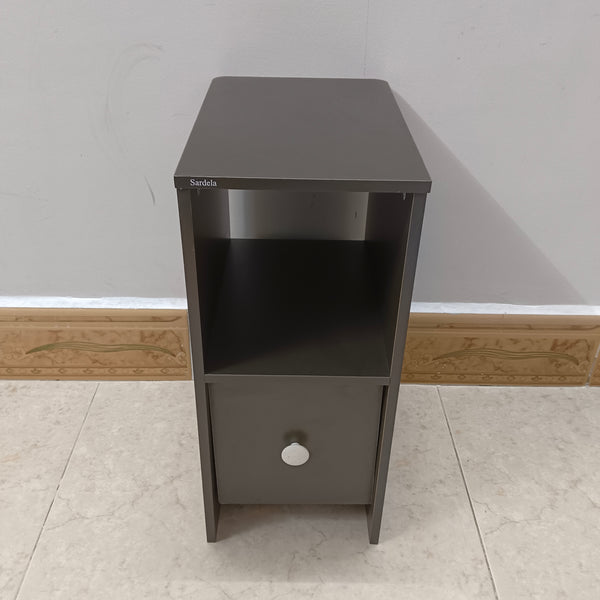 Sardela Nightstands Gray Nightstand with Drawer and Open Shelf, with Storage