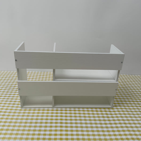 RioMoly Shelves for books Desktop Bookshelf Organizer, White Wood Storage Shelf with Multiple Compartments