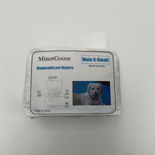 MinorGoose Disposable pet diapers Breathable Disposable Pet Diapers, X-Small, Waist 9-14 Inches, 10 Count