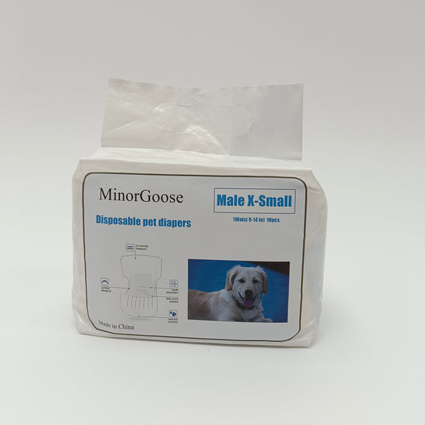 MinorGoose Disposable pet diapers Breathable Disposable Pet Diapers, X-Small, Waist 9-14 Inches, 10 Count
