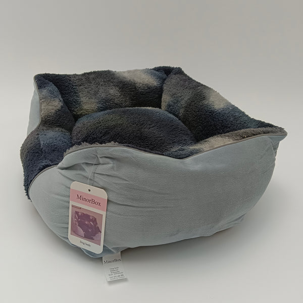 MinorBox Dog beds Plush Dog Bed, Gray, Soft Cushioned Pet Bed