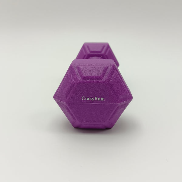 CrazyRain Dumbbells Purple, Rubber and Plastic, Hexagonal Shape, 1 Pound