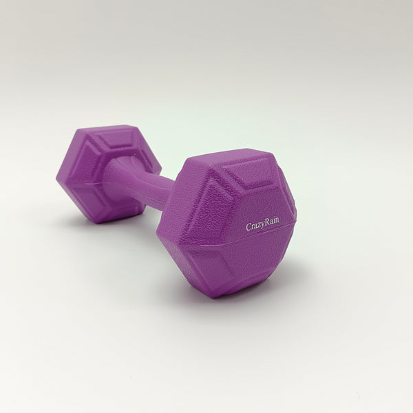 CrazyRain Dumbbells Purple, Rubber and Plastic, Hexagonal Shape, 1 Pound