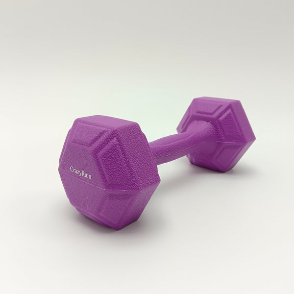 CrazyRain Dumbbells Purple, Rubber and Plastic, Hexagonal Shape, 1 Pound