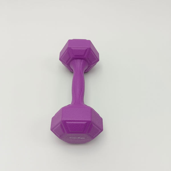 CrazyRain Dumbbells Purple, Rubber and Plastic, Hexagonal Shape, 1 Pound