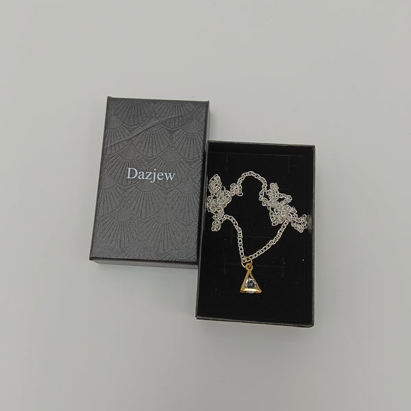 Dazjew Necklaces [jewellery] Triangle Pendant Necklace with Crystal Accent, Silver Tone Chain, 18 Inch