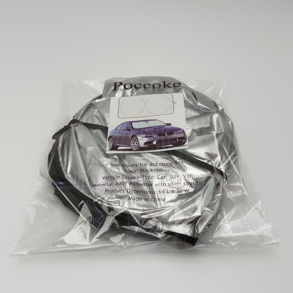 Poccoke Sun visors for automobiles Car Windshield Sun Visor, Black/Silver, 64"L x 32"W, for Car SUV Van