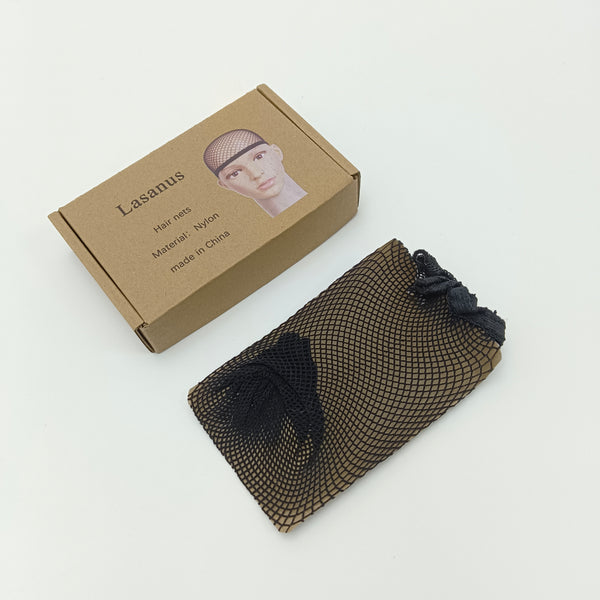 Lasanus Hair nets Nylon Hair Nets, Black Mesh Wig Cap with Elastic Band, One Size
