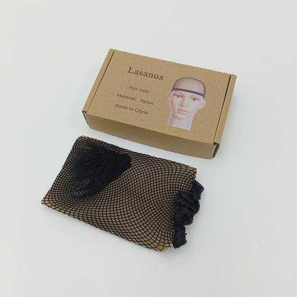 Lasanus Hair nets Nylon Hair Nets, Black Mesh Wig Cap with Elastic Band, One Size