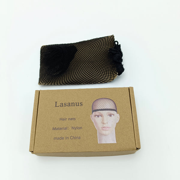Lasanus Hair nets Nylon Hair Nets, Black Mesh Wig Cap with Elastic Band, One Size