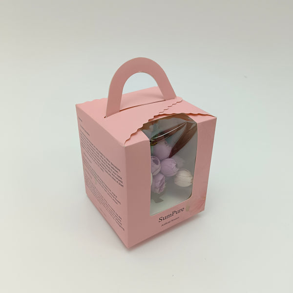 SumPure Artificial flowers Decorative Artificial Flowers Bouquet with Gift Box, Pink and White