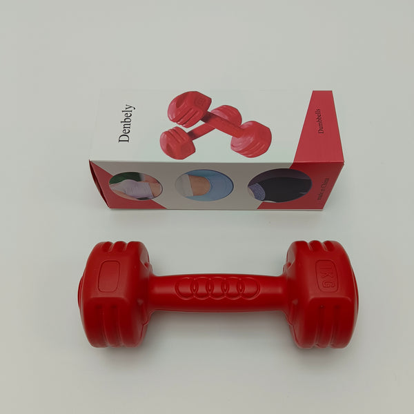 Denbely Dumbbells Red Plastic Fitness Dumbbells for Home Gym Strength Training