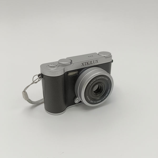 XTKJLUX Cameras Compact Digital Camera with 35mm f/2 Lens, LCD Screen and Wrist Strap, Silver and Black