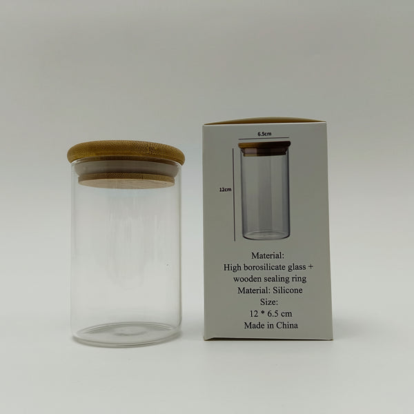Bluumhaus Glass jars Multi-purpose Glass Storage Jar with Bamboo Lid and Silicone Seal, 12 x 6.5 cm