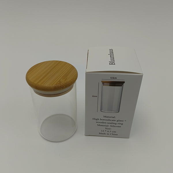 Bluumhaus Glass jars Multi-purpose Glass Storage Jar with Bamboo Lid and Silicone Seal, 12 x 6.5 cm