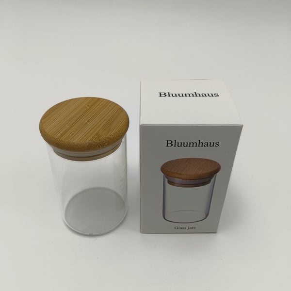 Bluumhaus Glass jars Multi-purpose Glass Storage Jar with Bamboo Lid and Silicone Seal, 12 x 6.5 cm