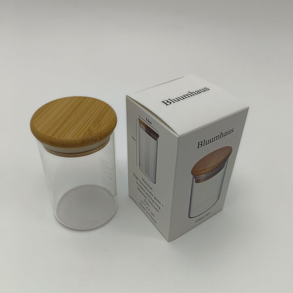 Bluumhaus Glass jars Multi-purpose Glass Storage Jar with Bamboo Lid and Silicone Seal, 12 x 6.5 cm