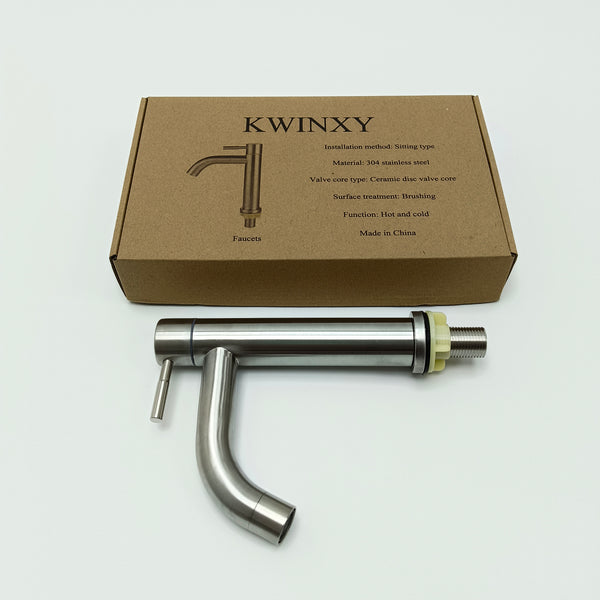 KWINXY Faucets Stainless Steel Kitchen Faucet, Hot and Cold Water, Brushed Finish