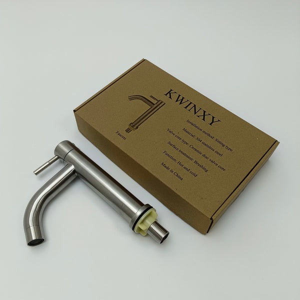 KWINXY Faucets Stainless Steel Kitchen Faucet, Hot and Cold Water, Brushed Finish