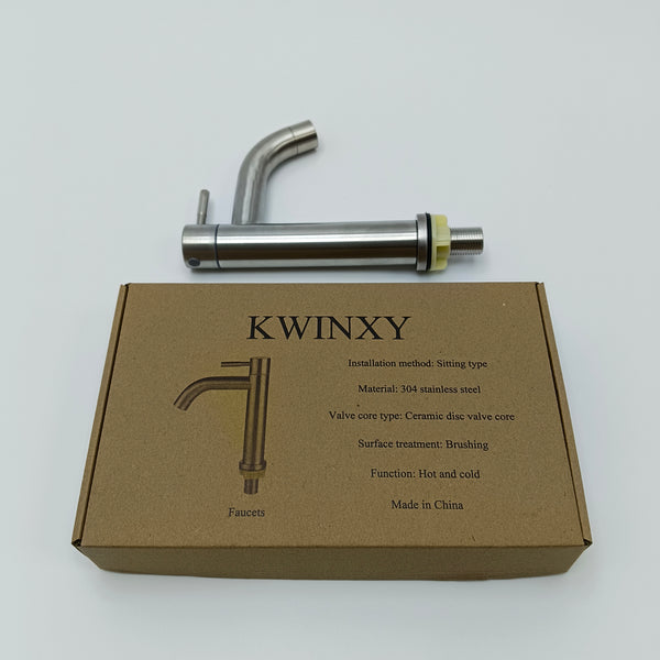 KWINXY Faucets Stainless Steel Kitchen Faucet, Hot and Cold Water, Brushed Finish