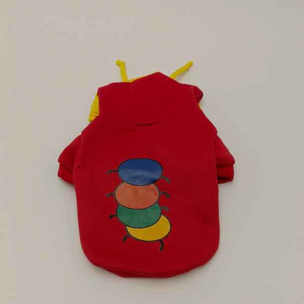 Nesfpx Clothing for pets Colorful Pet Caterpillar Costume Hoodie, Red with Yellow Hood