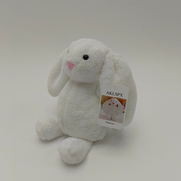 AKLSPX Plush toys White Bunny Rabbit Plush Toy, Soft Stuffed Animal with Pink Nose and Floppy Ears