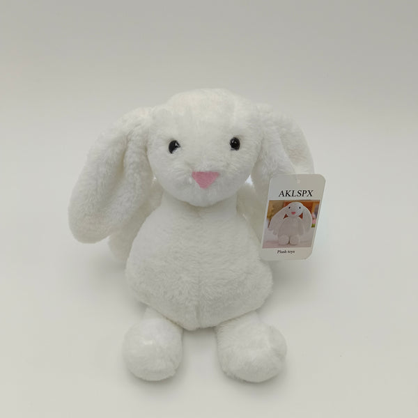 AKLSPX Plush toys White Bunny Rabbit Plush Toy, Soft Stuffed Animal with Pink Nose and Floppy Ears