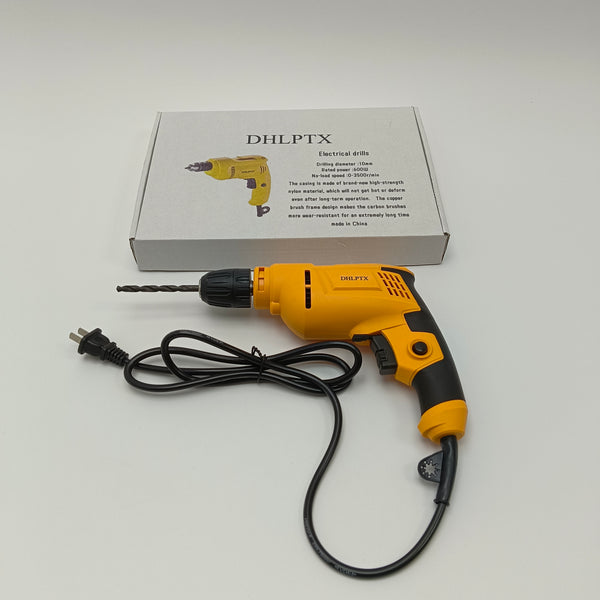 DHLPTX Electrical drills 600W Corded Power Drill, 10mm Drilling Diameter, Yellow