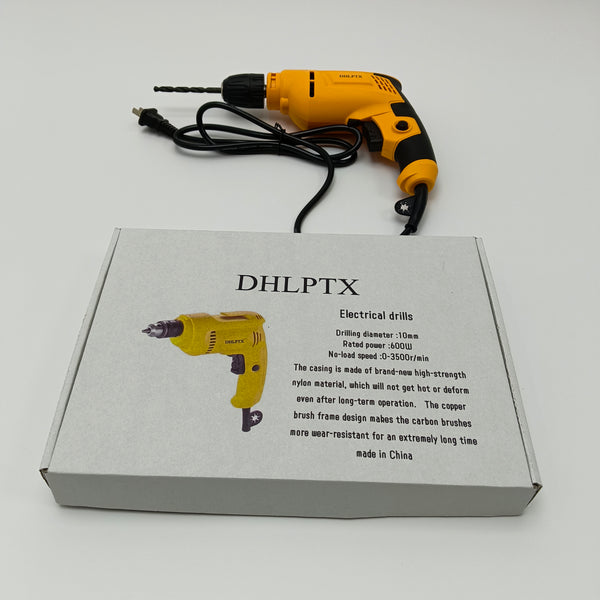 DHLPTX Electrical drills 600W Corded Power Drill, 10mm Drilling Diameter, Yellow