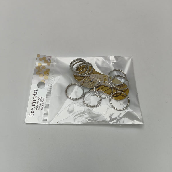 EcentricArt Metal dog tags Durable Metal Dog Tags, 25mm Diameter, Gold, 10 Pieces