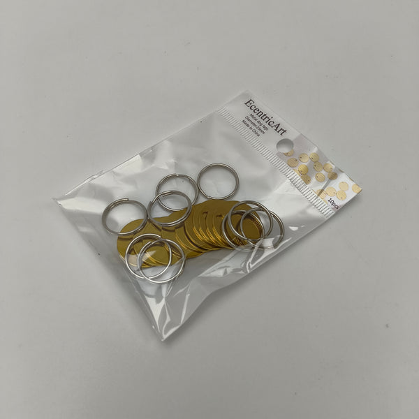 EcentricArt Metal dog tags Durable Metal Dog Tags, 25mm Diameter, Gold, 10 Pieces