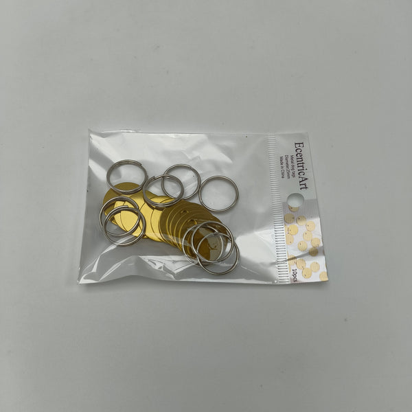 EcentricArt Metal dog tags Durable Metal Dog Tags, 25mm Diameter, Gold, 10 Pieces