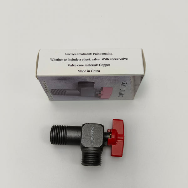 GAUUPAUC Valves being parts of machines Angle Ball Valve with Check Valve, Copper Core, Red Handle, Threaded Connection