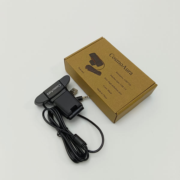 CosmoAura Webcams Black Webcam with USB 2.0 Interface, 1280x720 HD Resolution