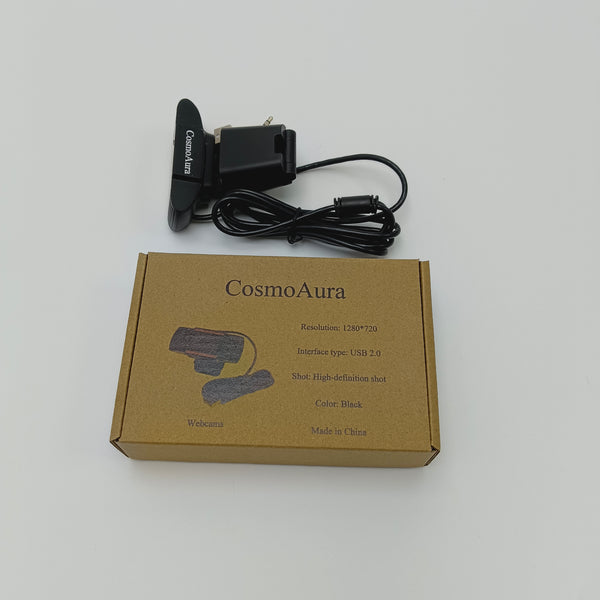 CosmoAura Webcams Black Webcam with USB 2.0 Interface, 1280x720 HD Resolution
