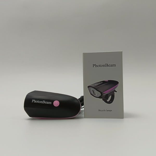 PhotonBeam Bicycle lamps ABS Material Bicycle Light, 250 Lumens, Black with Pink Accents