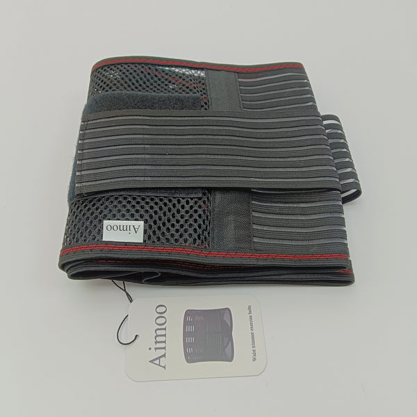 Aimoo Waist trimmer exercise belts Adjustable Waist Trimmer Exercise Belt with Mesh Panels and Red Trim