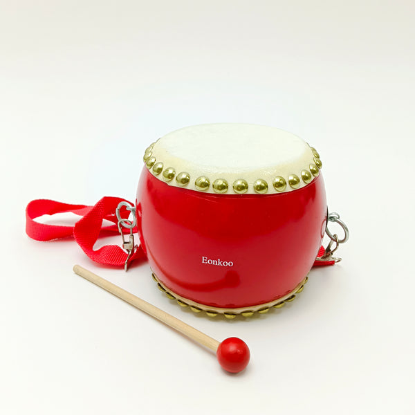 Eonkoo Musical toys Red Wooden Percussion Instrument with Drumstick and Shoulder Strap