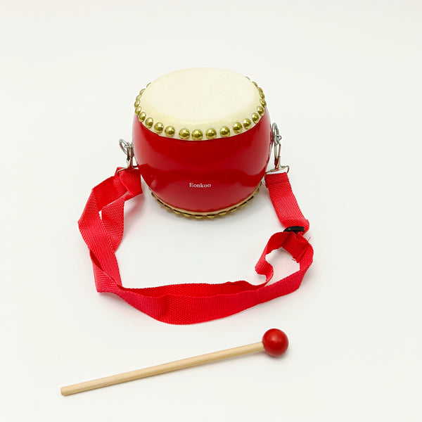 Eonkoo Musical toys Red Wooden Percussion Instrument with Drumstick and Shoulder Strap