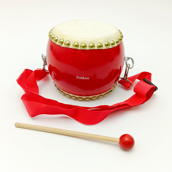 Eonkoo Musical toys Red Wooden Percussion Instrument with Drumstick and Shoulder Strap