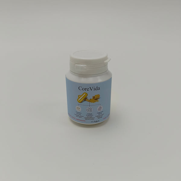 CoreVida Natural herbal supplements Turmeric Extract, Unique Probiotics, Superherb Blend, for Joint Health and Digestive Support, 30 Softgels
