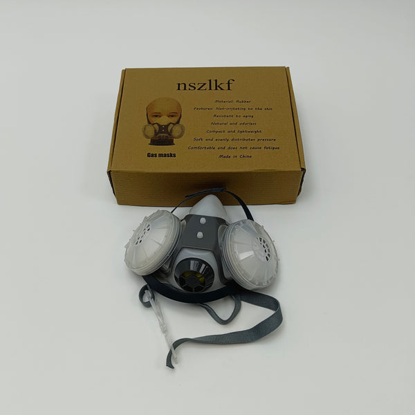 nszlkf Gas masks Double-canister gas mask - Rubber material face protection mask, equipped with replaceable filter canisters