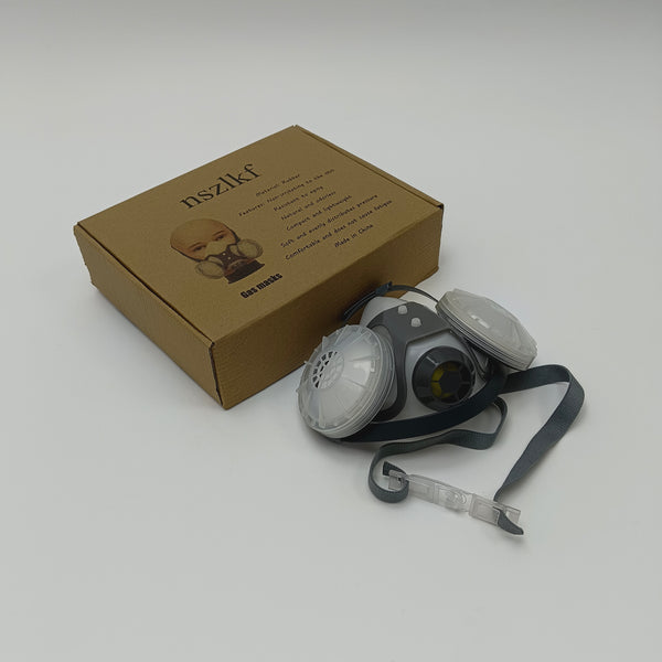nszlkf Gas masks Double-canister gas mask - Rubber material face protection mask, equipped with replaceable filter canisters