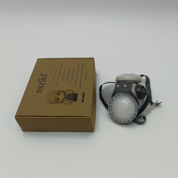 nszlkf Gas masks Double-canister gas mask - Rubber material face protection mask, equipped with replaceable filter canisters