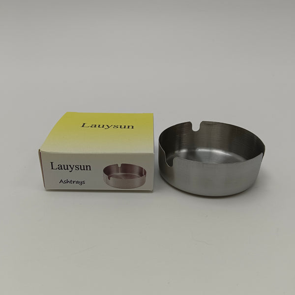 Lauysun Ashtrays Classic Silver Round Metal Ashtray with Beveled Edge, 8x3cm
