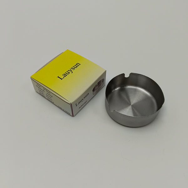 Lauysun Ashtrays Classic Silver Round Metal Ashtray with Beveled Edge, 8x3cm
