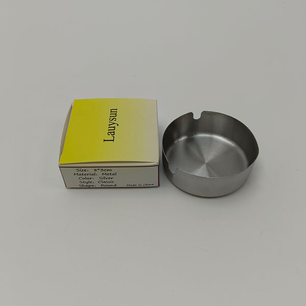 Lauysun Ashtrays Classic Silver Round Metal Ashtray with Beveled Edge, 8x3cm