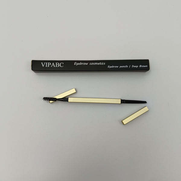 VIPABC Eyebrow cosmetics Deep Brown Ultra-Fine Waterproof Brow Definer with Built-in Spoolie Brush, Long-Lasting