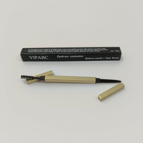 VIPABC Eyebrow cosmetics Deep Brown Ultra-Fine Waterproof Brow Definer with Built-in Spoolie Brush, Long-Lasting