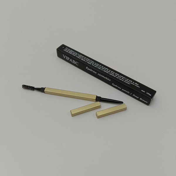 VIPABC Eyebrow cosmetics Deep Brown Ultra-Fine Waterproof Brow Definer with Built-in Spoolie Brush, Long-Lasting